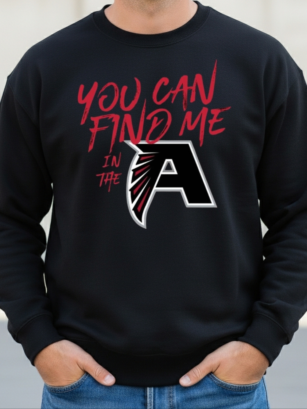 Black Graphic Crewneck Sweater with Red Script